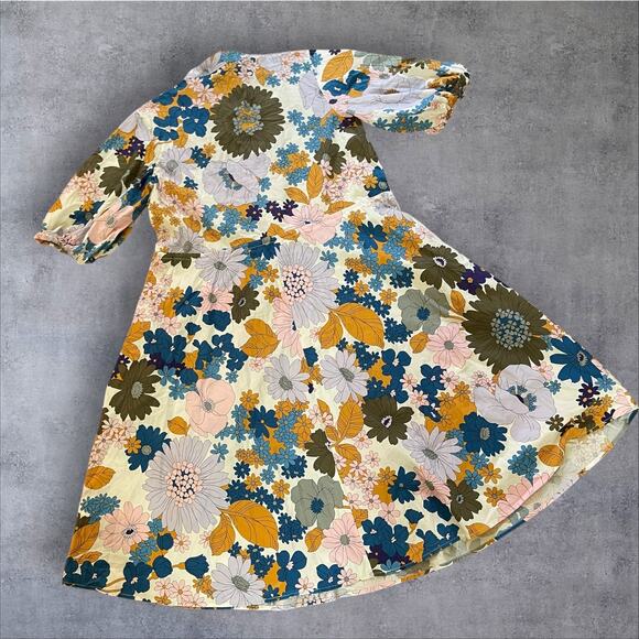 52Seven Floral Midi Dress Spring Summer Fall Pockets Fun Flirty ButtonUp Size 16 - Picture 4 of 12